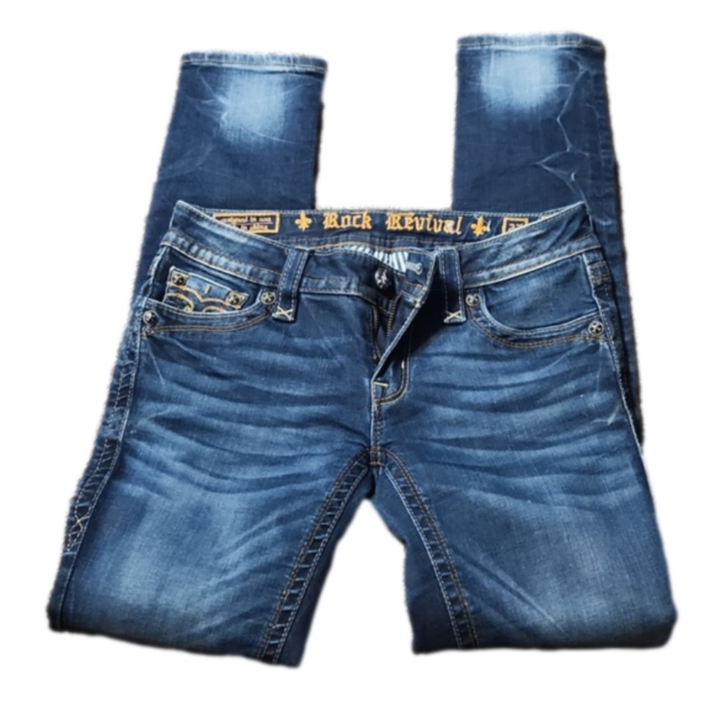 ♡Rock Revival Jessica skinny distressed jeans sz. 27